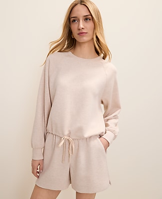 Ann Taylor Drawstring Crew Neck Sweatshirt in CloudPlush
