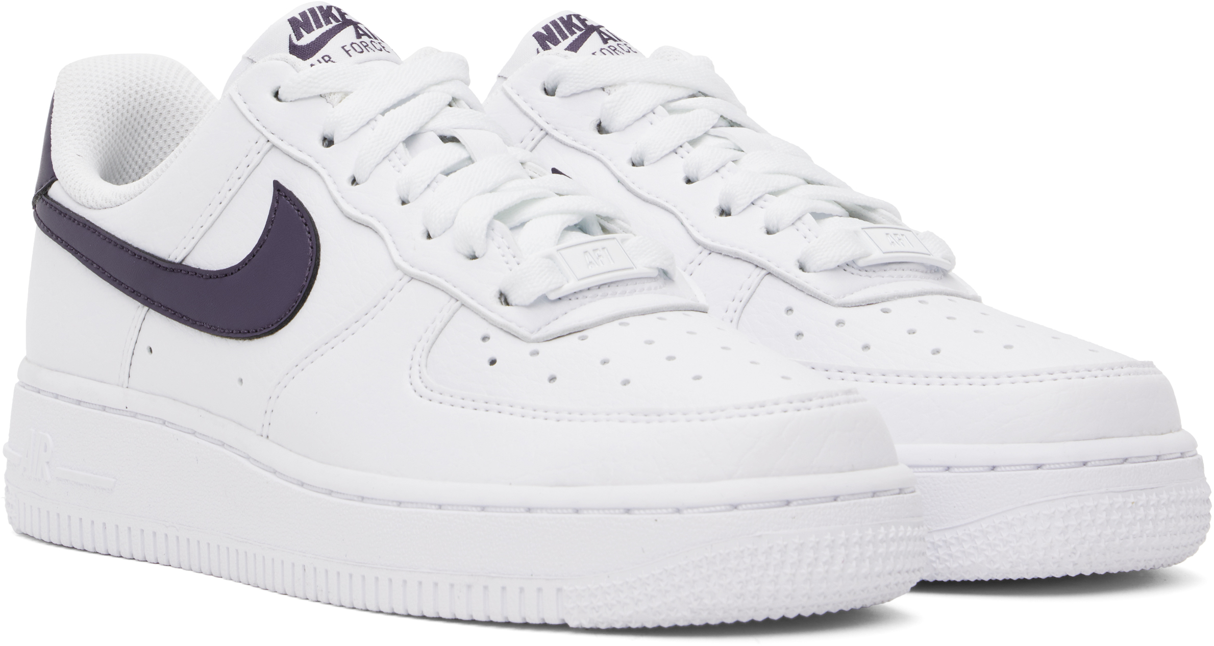 White & Purple Air Force 1 '07 Next Nature Sneakers