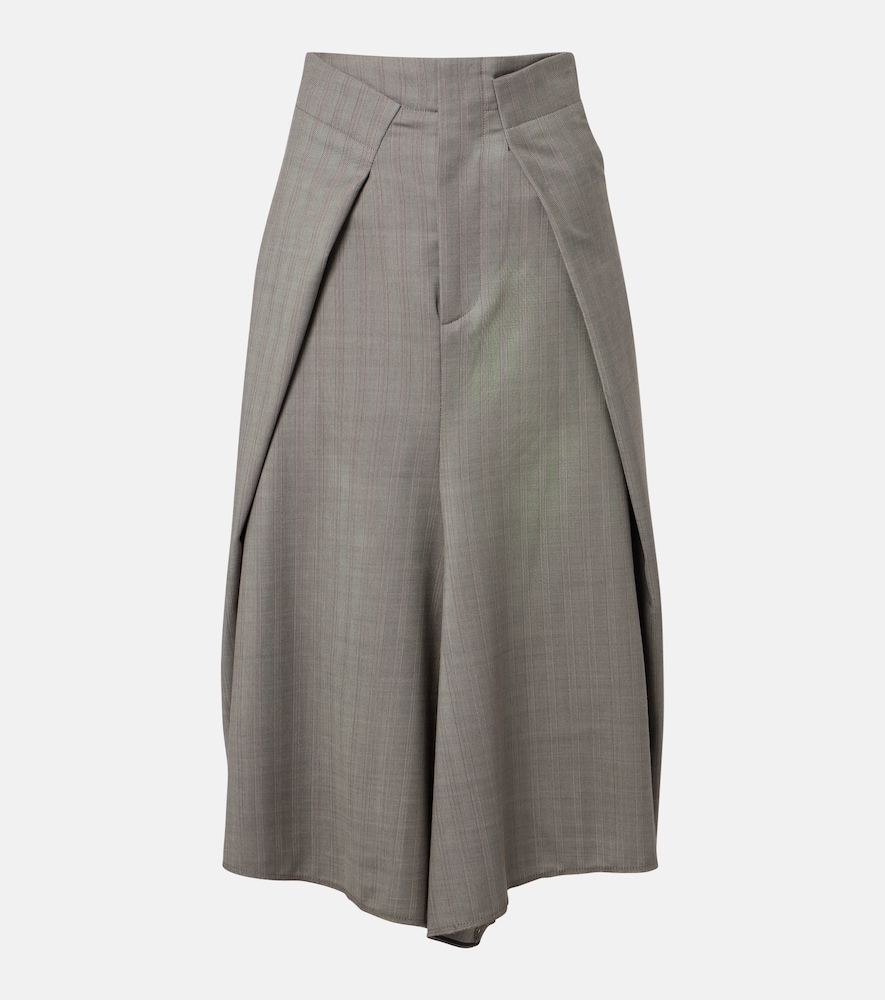 Asymmetric virgin wool midi skirt