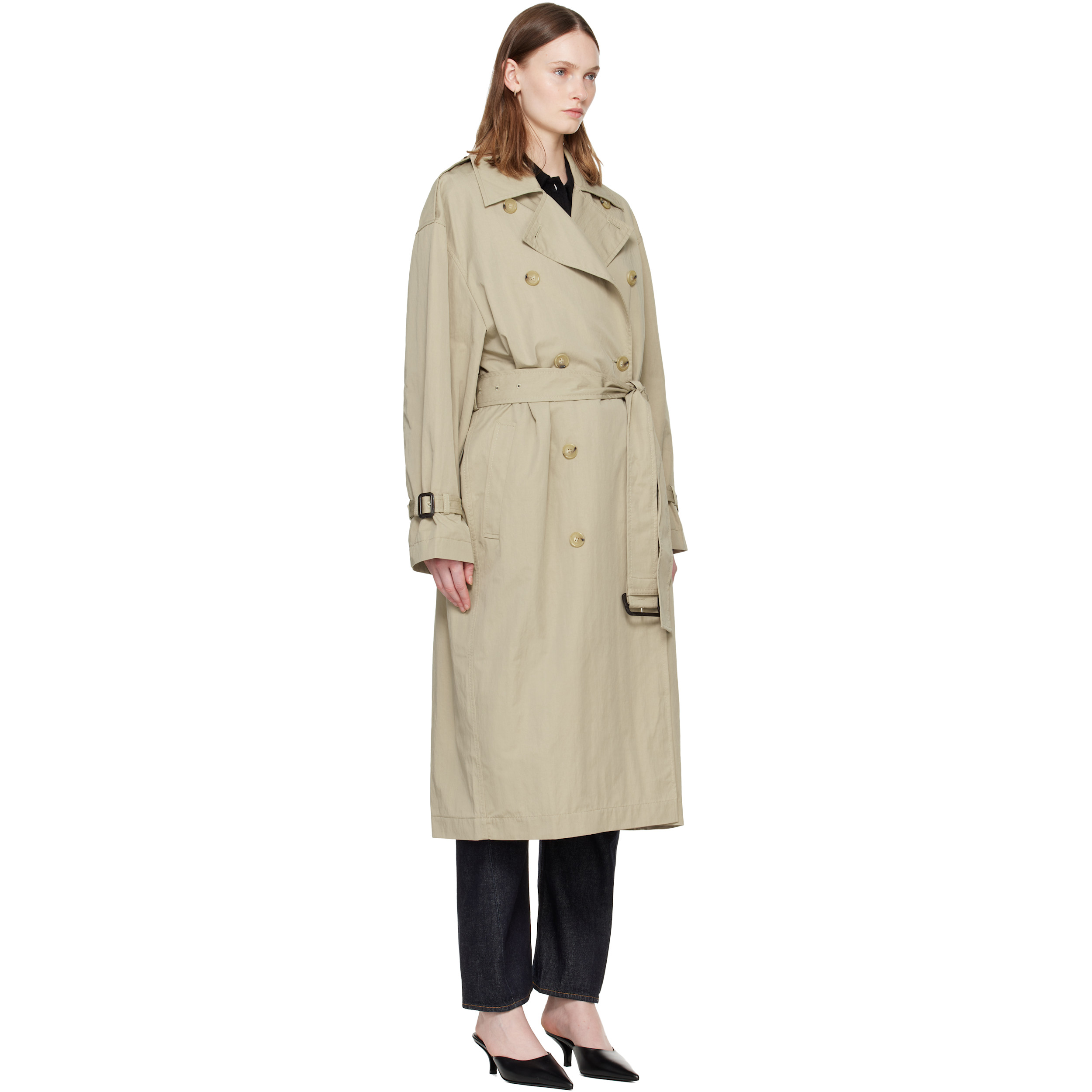 Beige Crisp Summer Trench Coat