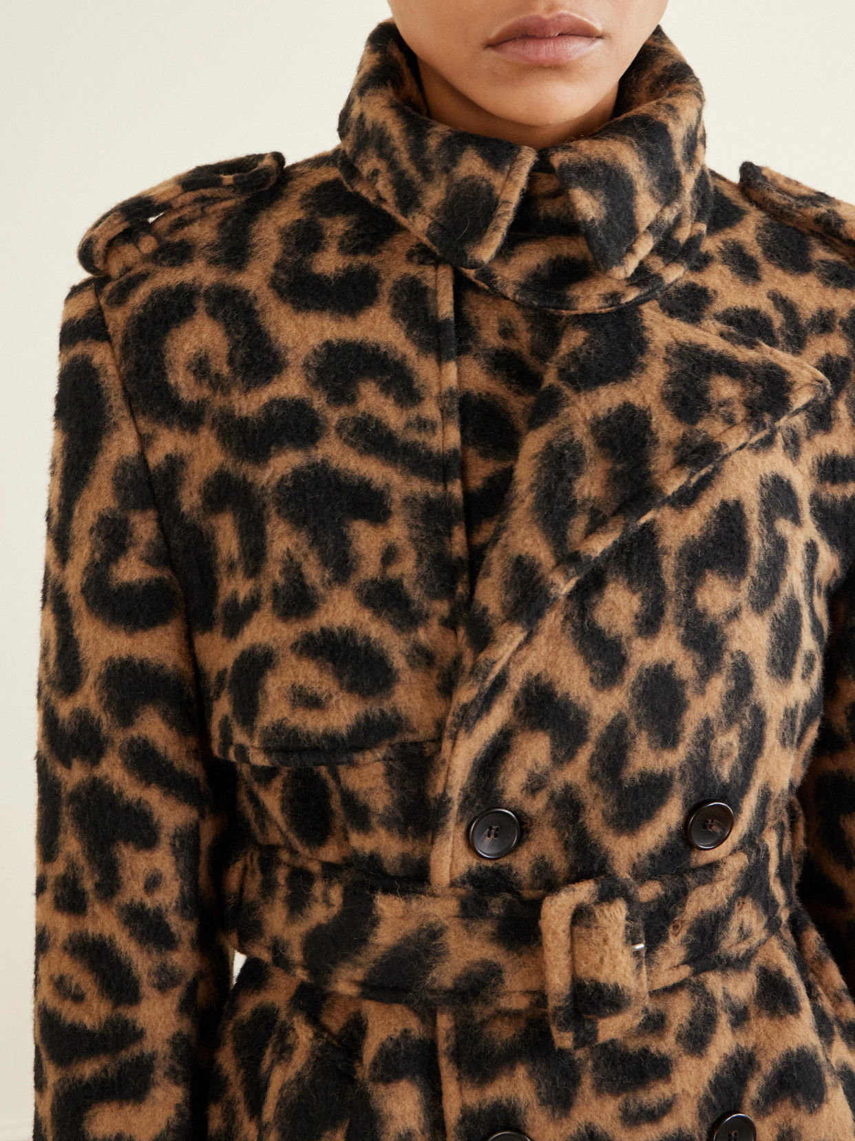 Rumi Belted Leopard-print Brushed-felt Coat - Animal print