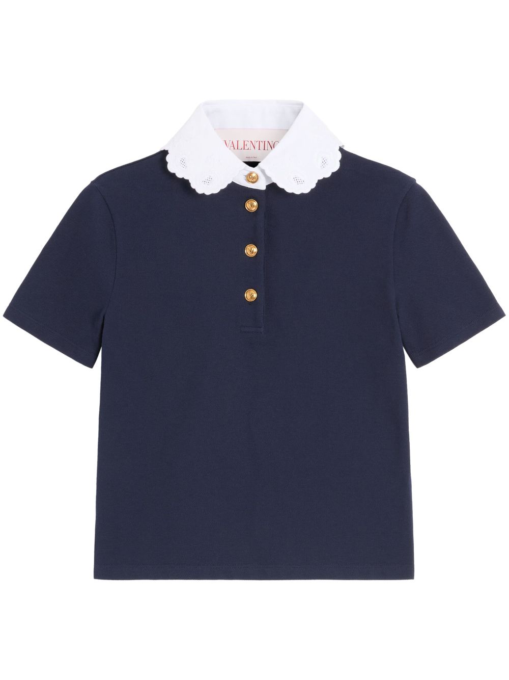 Embroidered polo top - Blue