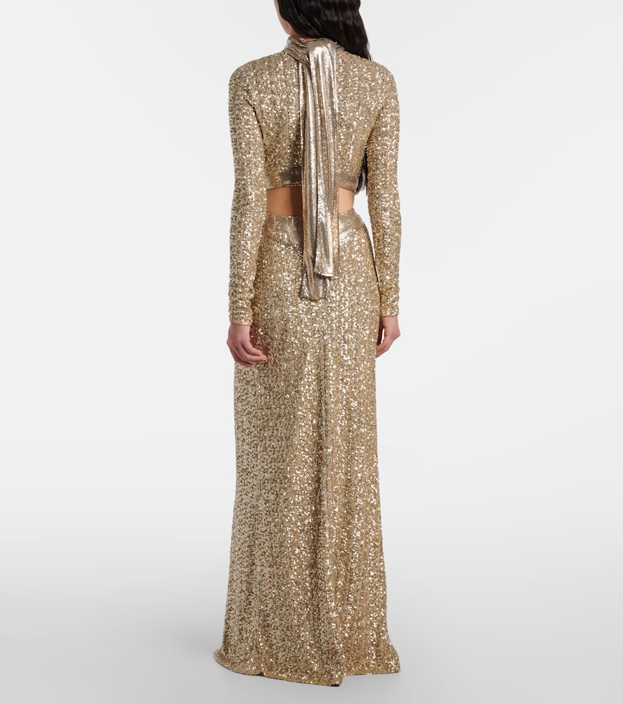 Sequined gathered gown