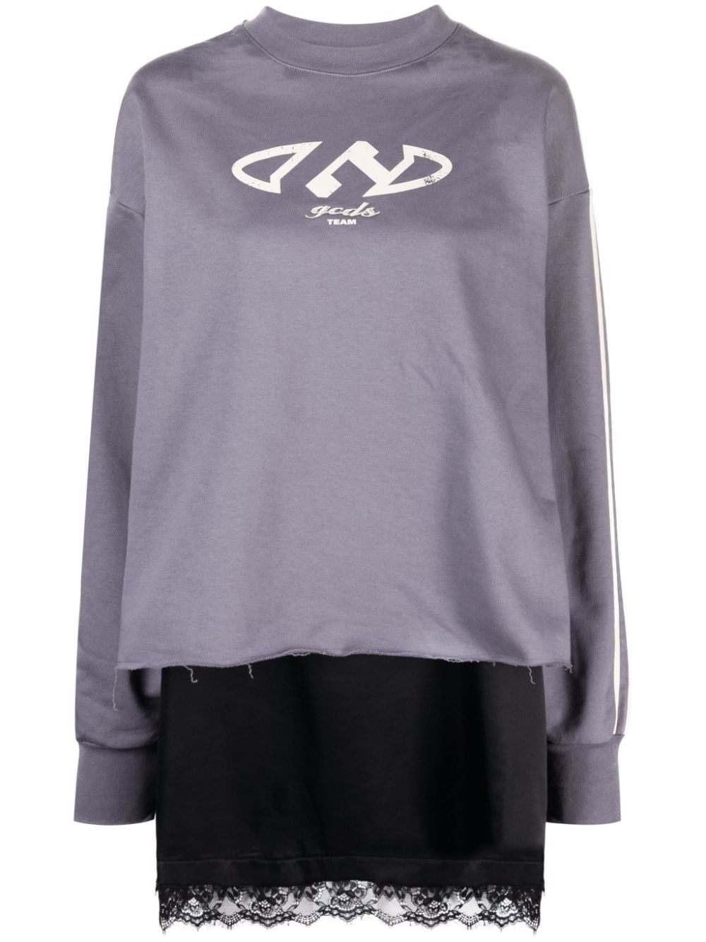 Layered lace-trim dress - Grey