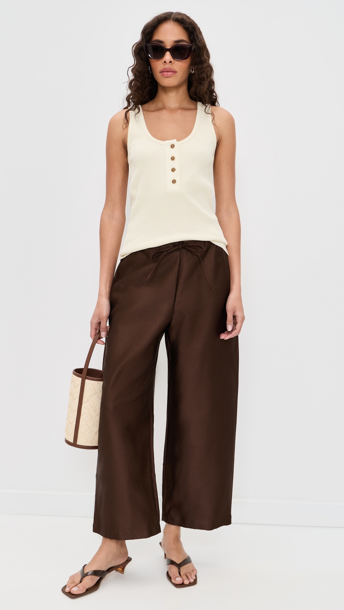 Rib Henley Tank Sun Ivory