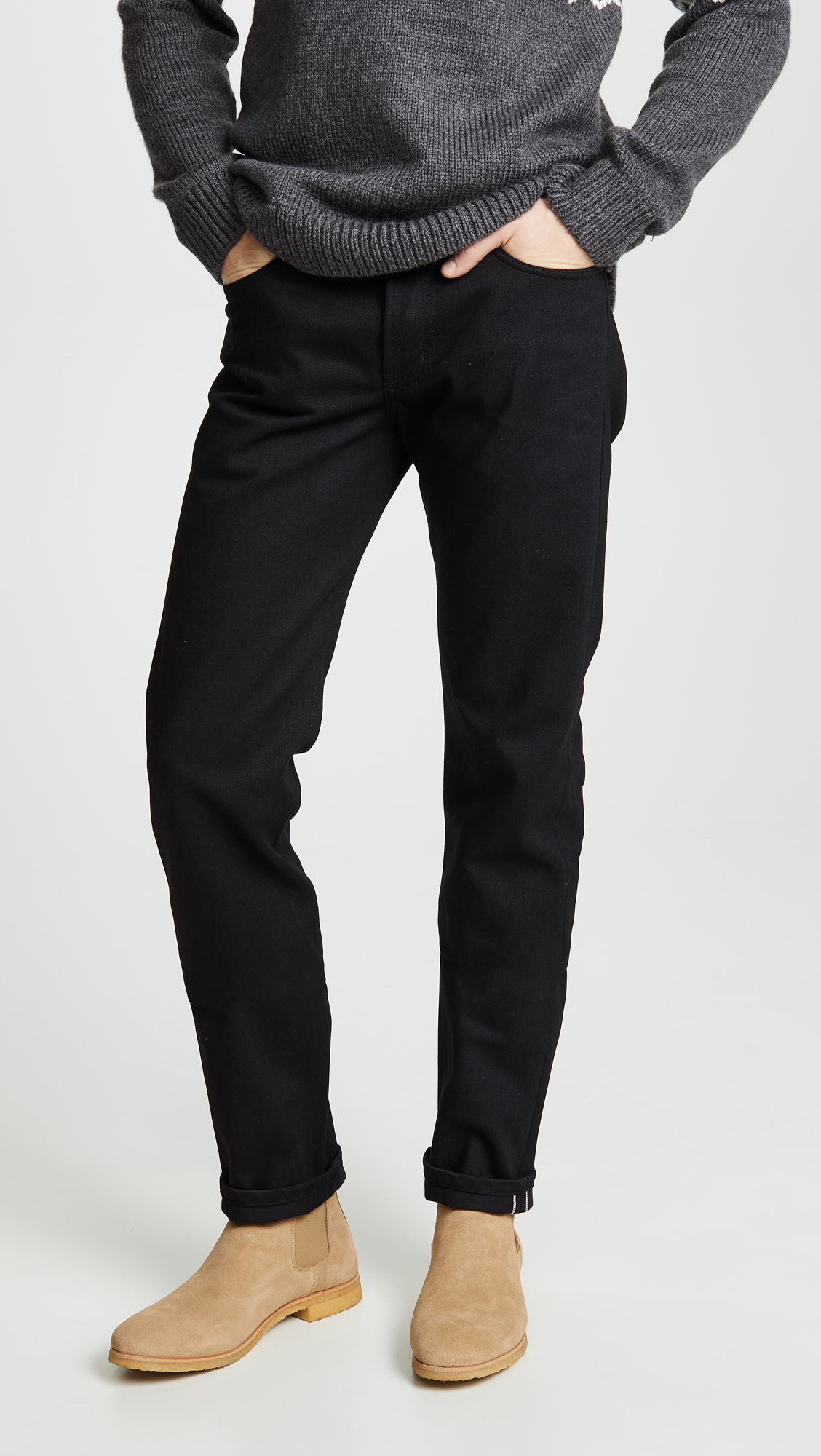 Naked & Famous Denim Weird Guy Solid Black Selvedge Black Selvedge