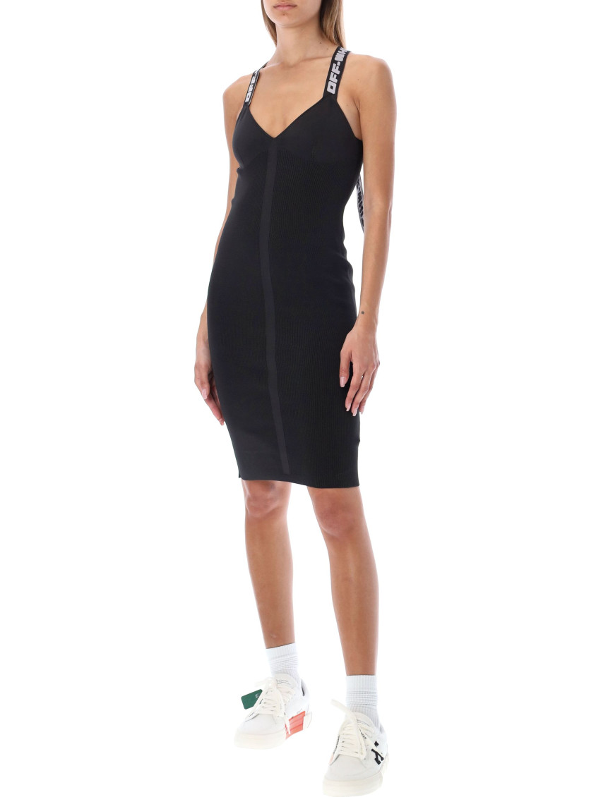 Logo straps V-neck mini dress