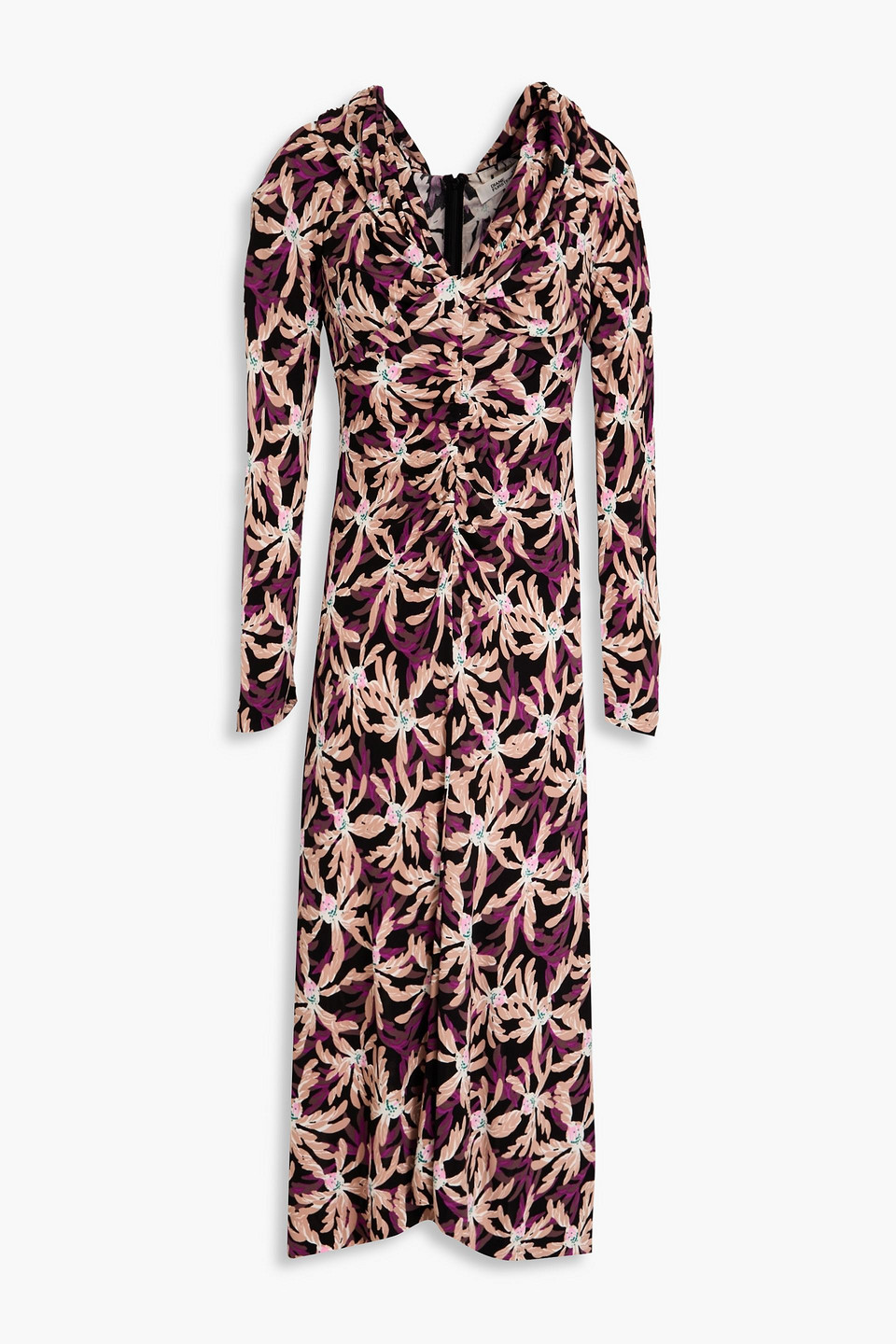 Sylviana ruched floral-print jersey midi dress