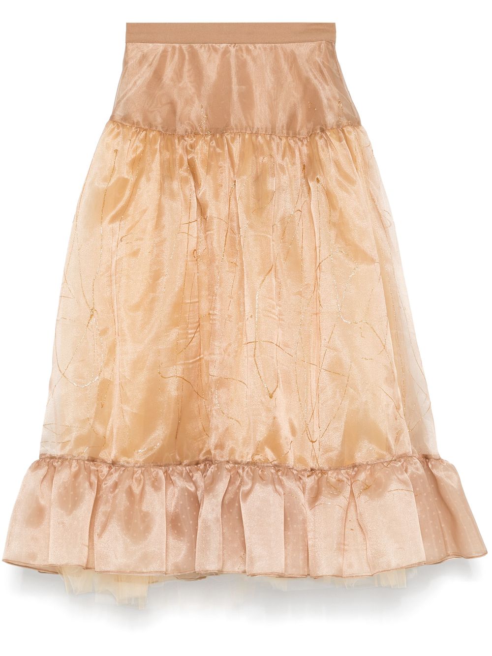 Metallic-threading midi skirt - Brown
