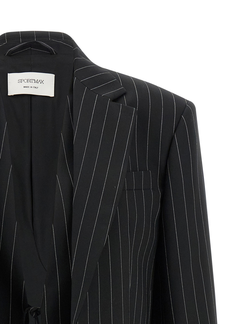 Spxdivina - Tailored Blazer In Pinstriped Gabardine
