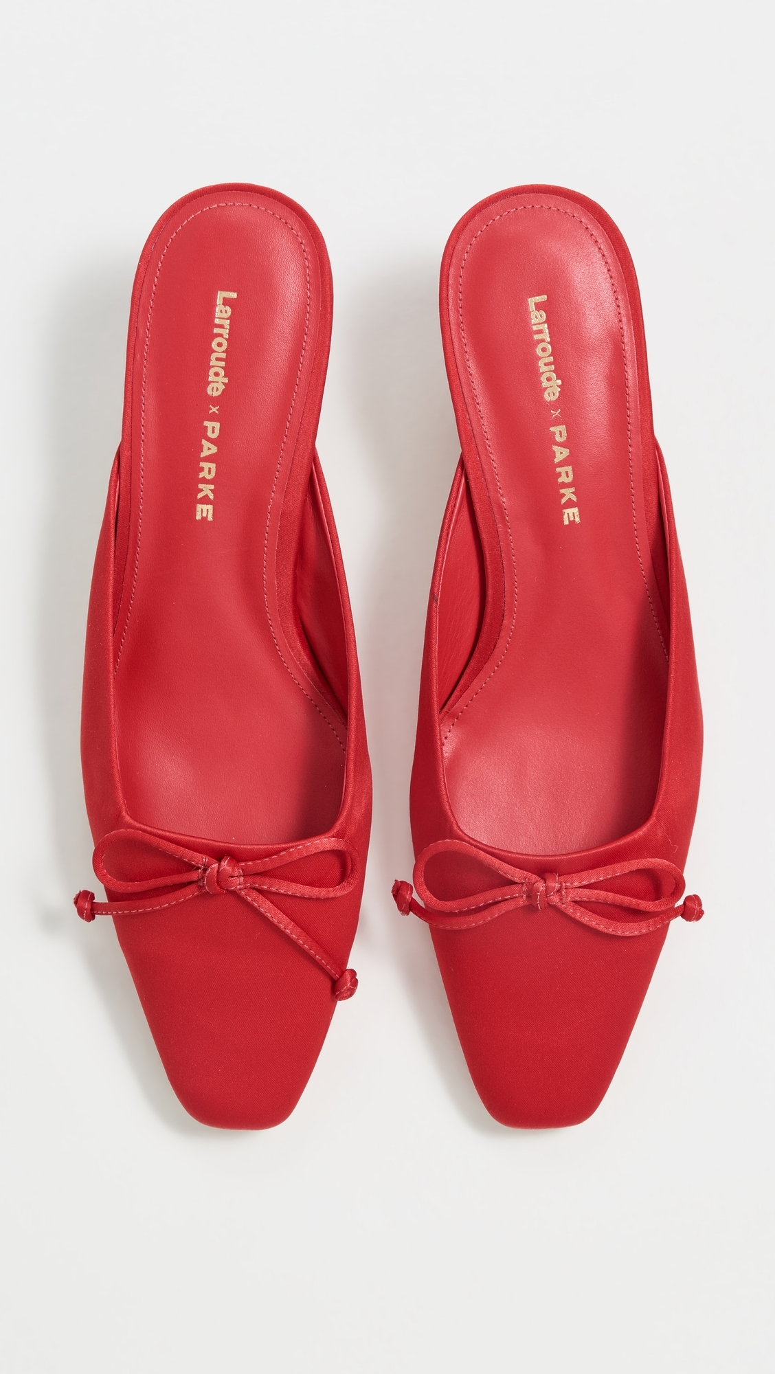 Larroude x Parke Mules Satin Cherry