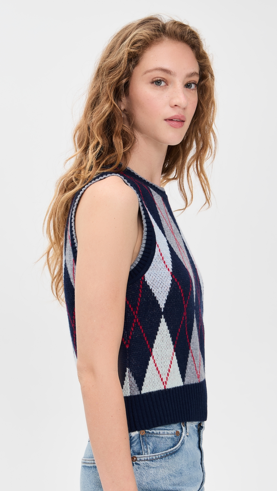Argyle Sweater Vest Ivory