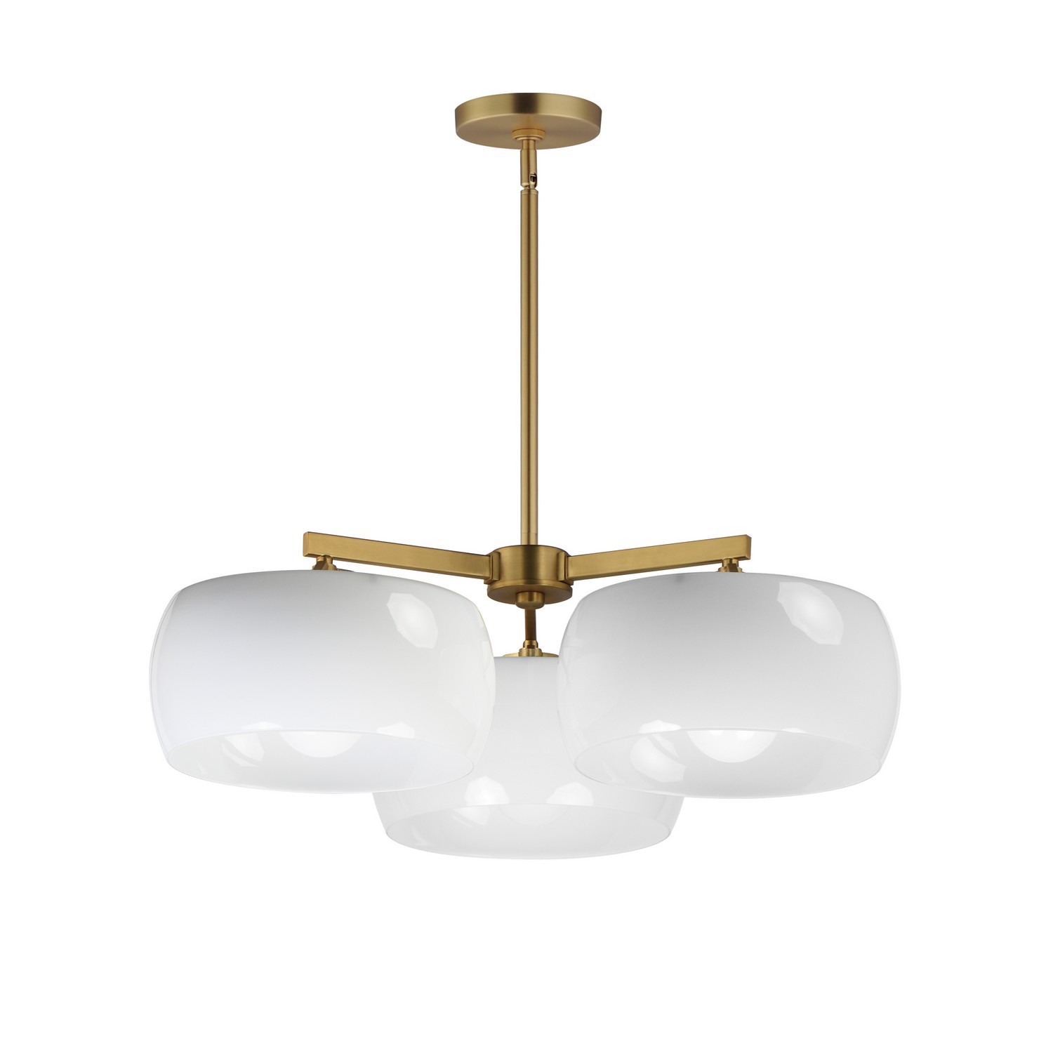 White Natural Aged Brass Chandelier from the Glazed Collection