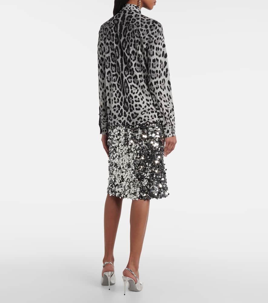 Leopard-print silk-blend shirt