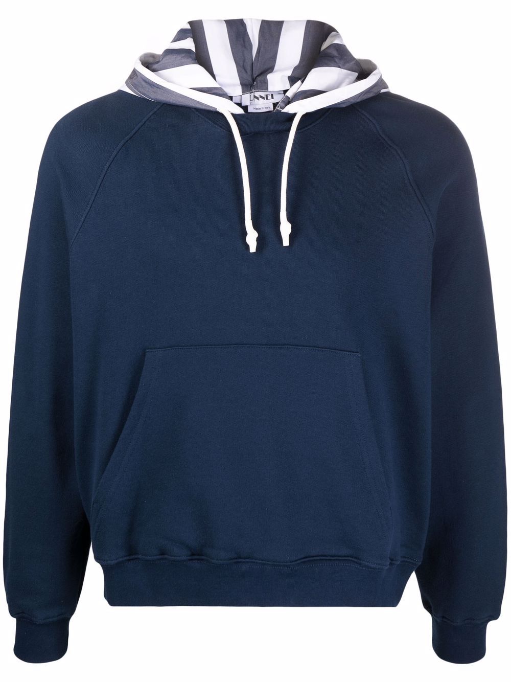 Stripe-print cotton hoodie - Blue