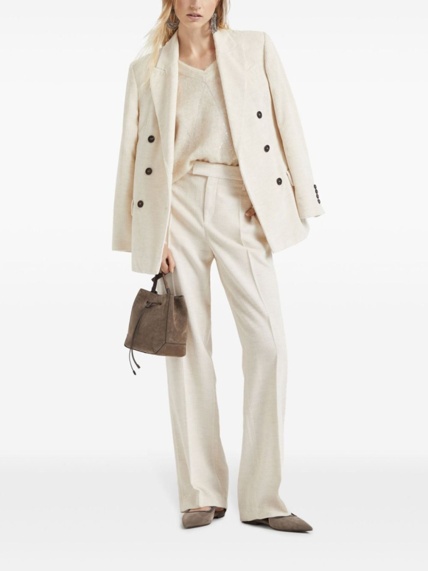 Viscose And Cotton Corduroy Jacket With Necklace