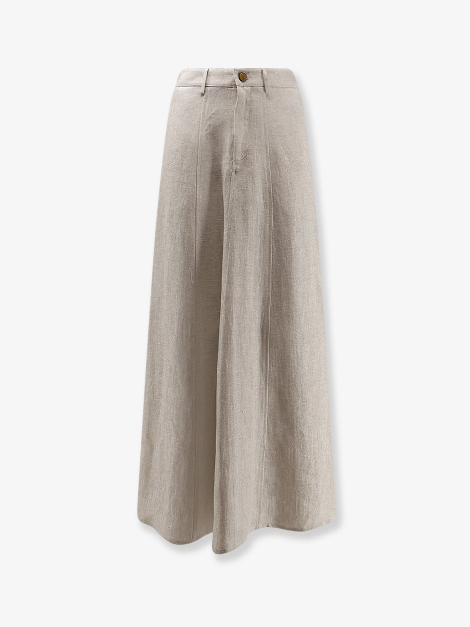 Flared Linen Skirt — Beige