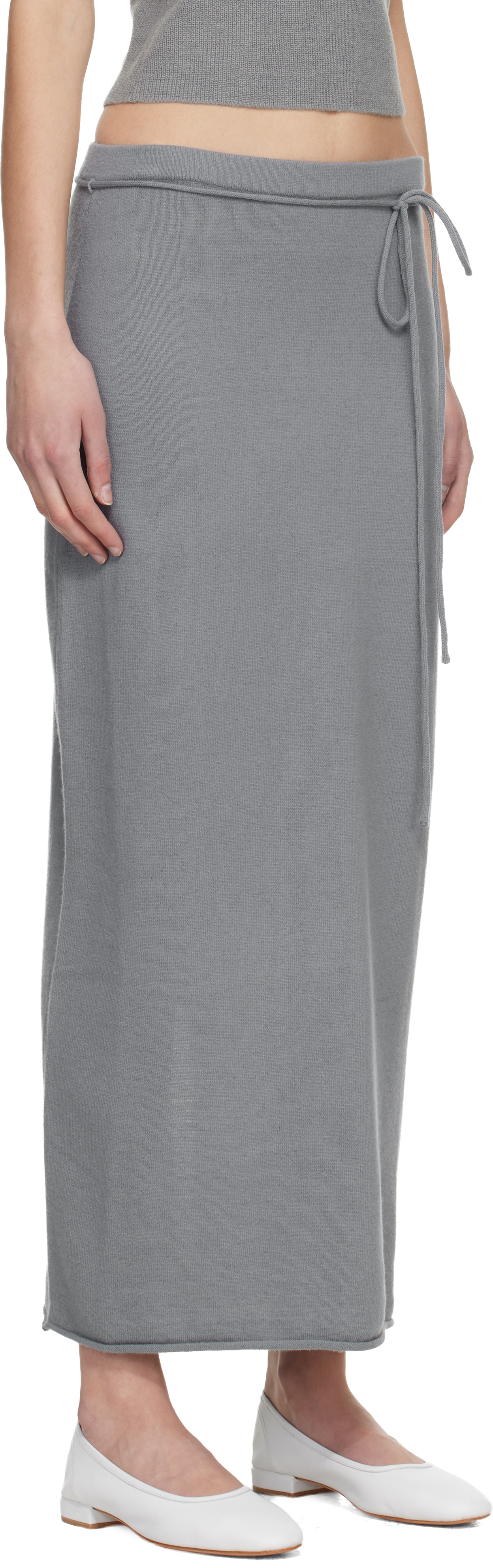 Blue Cashmere Blend Knit Maxi Skirt
