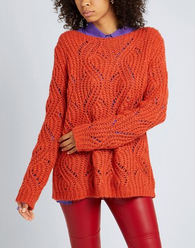 Pointelle Knit Sweater Woman Sweater Rust Size XS Acrylic, Polyamide, Wool, Mohair wool