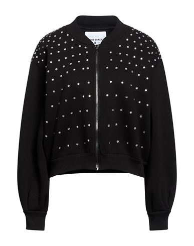 Woman Sweatshirt Black Size L Cotton, Polyester