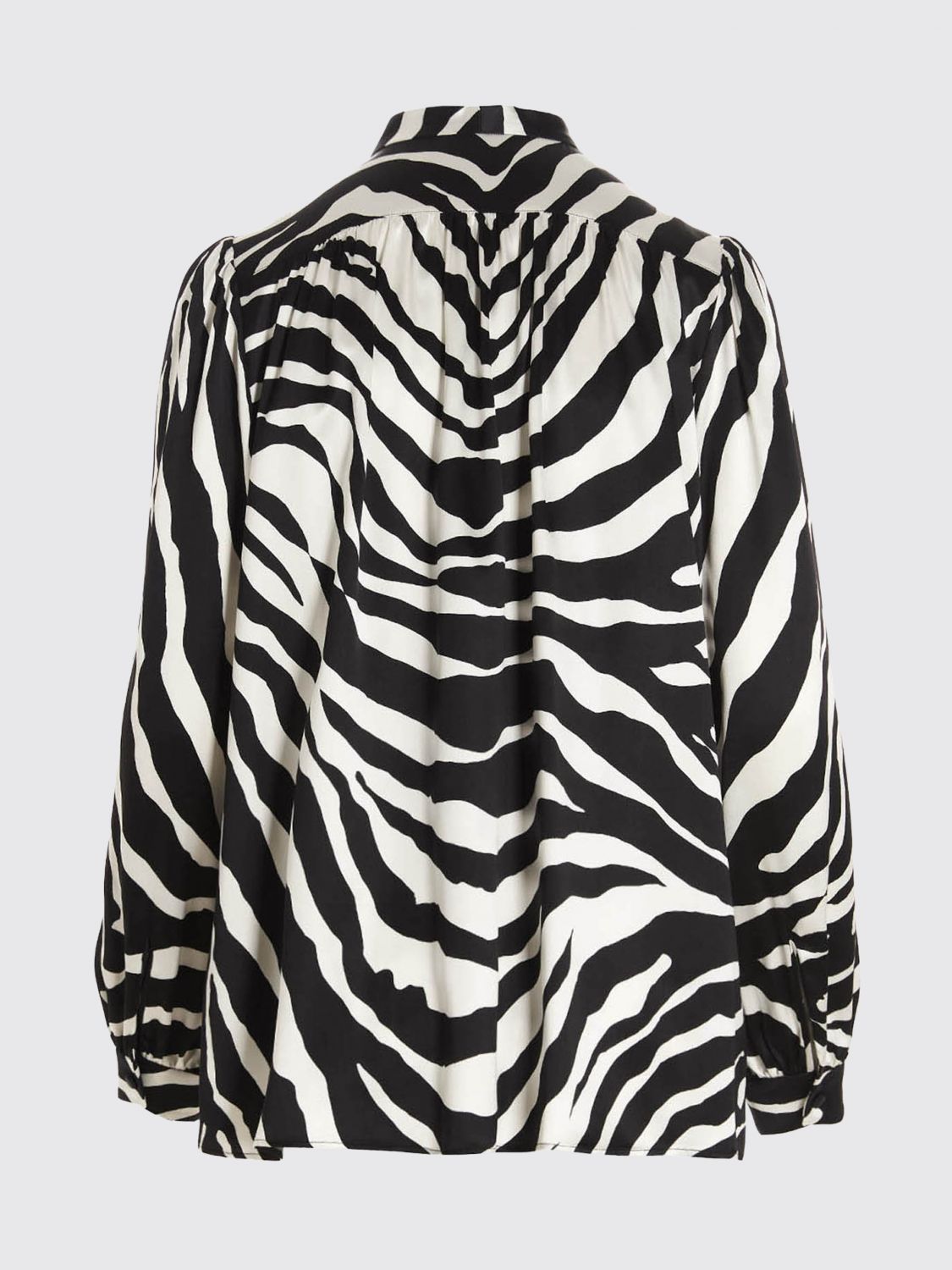 Zebra print pussy-bow collar shirt - Black