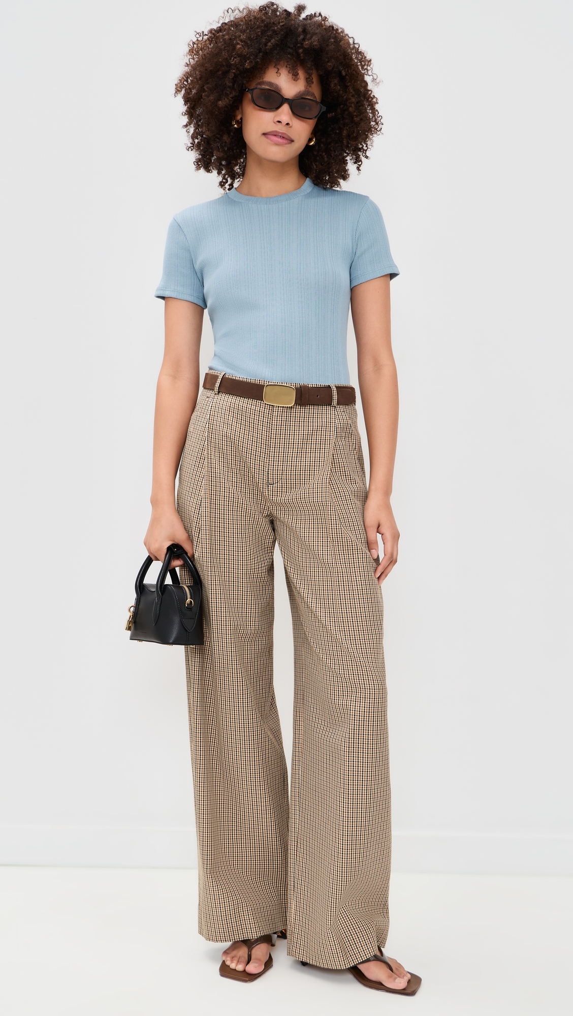 Camille Wide Leg Trousers Lt Wheatstone Check
