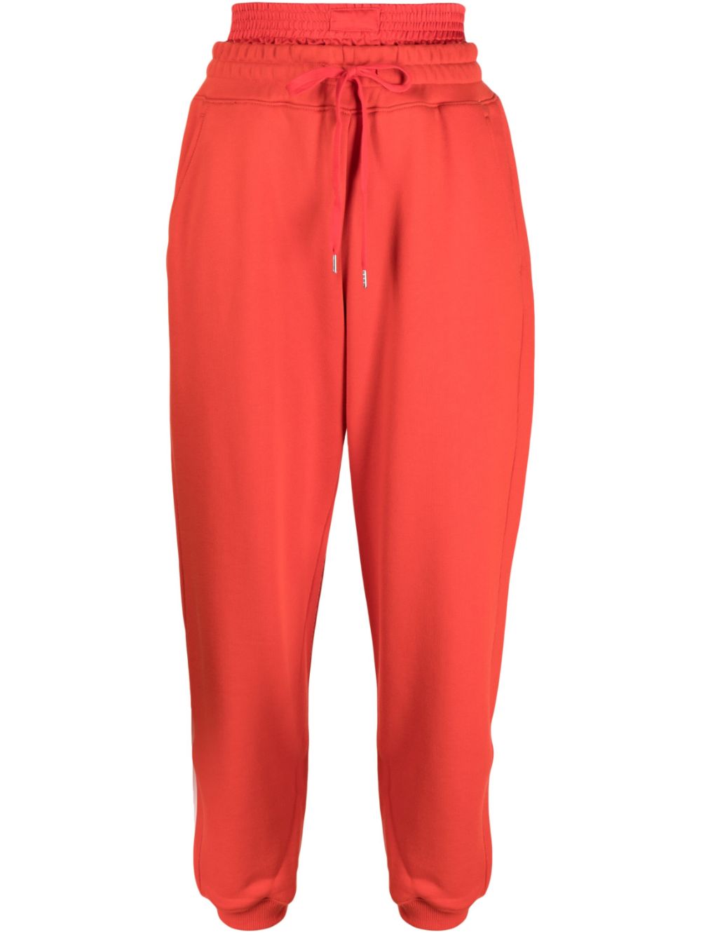 High-waisted cotton track trousers - Grey