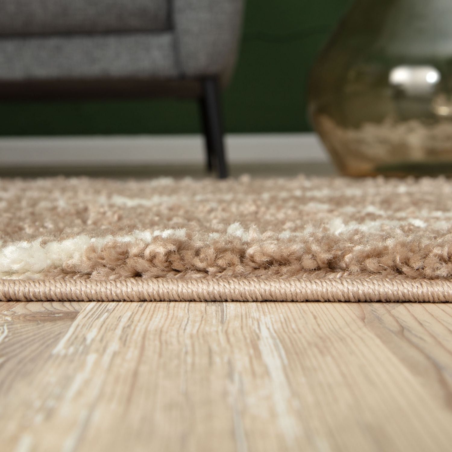 THE RUGS Unisex Moroccan Soft High Pile Shaggy Trellis Rugs & Runners Living Room in Beige | : x 150c