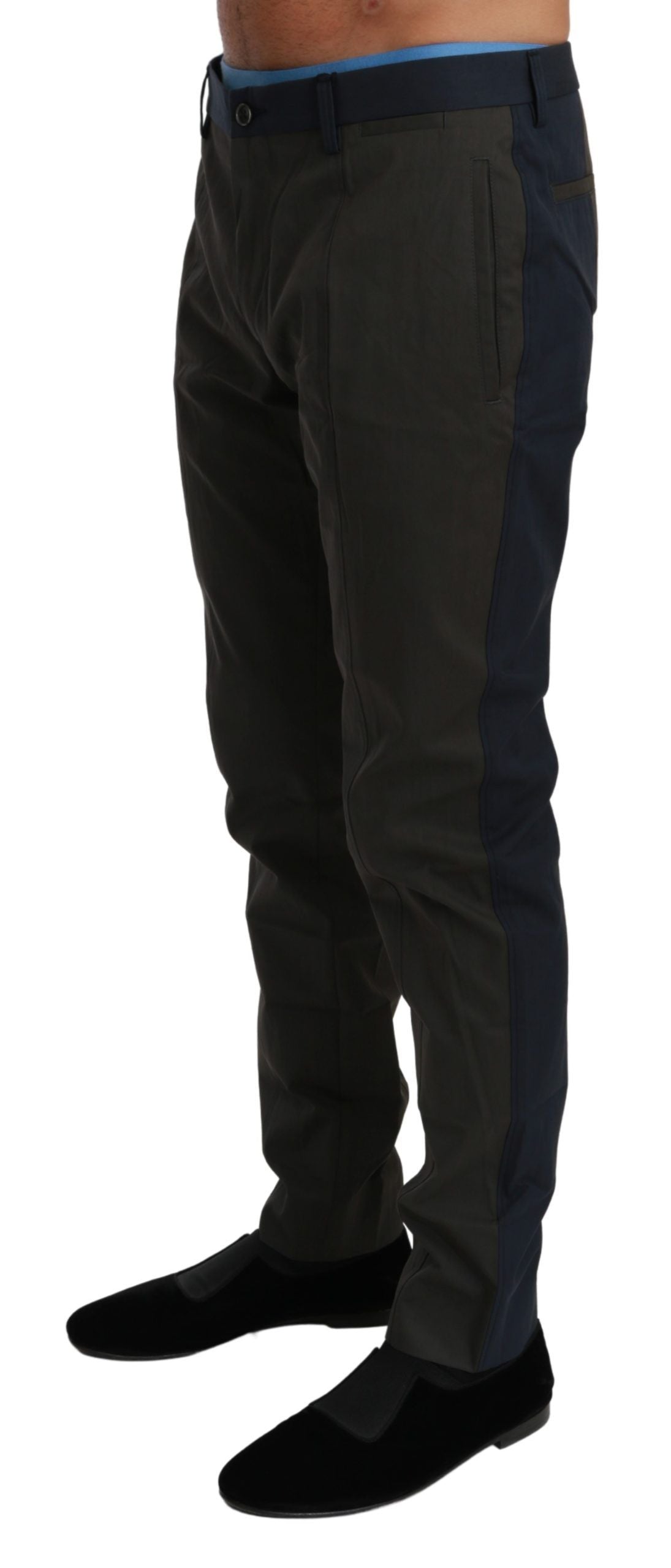 Striped Cotton-Nylon Trousers — Gray