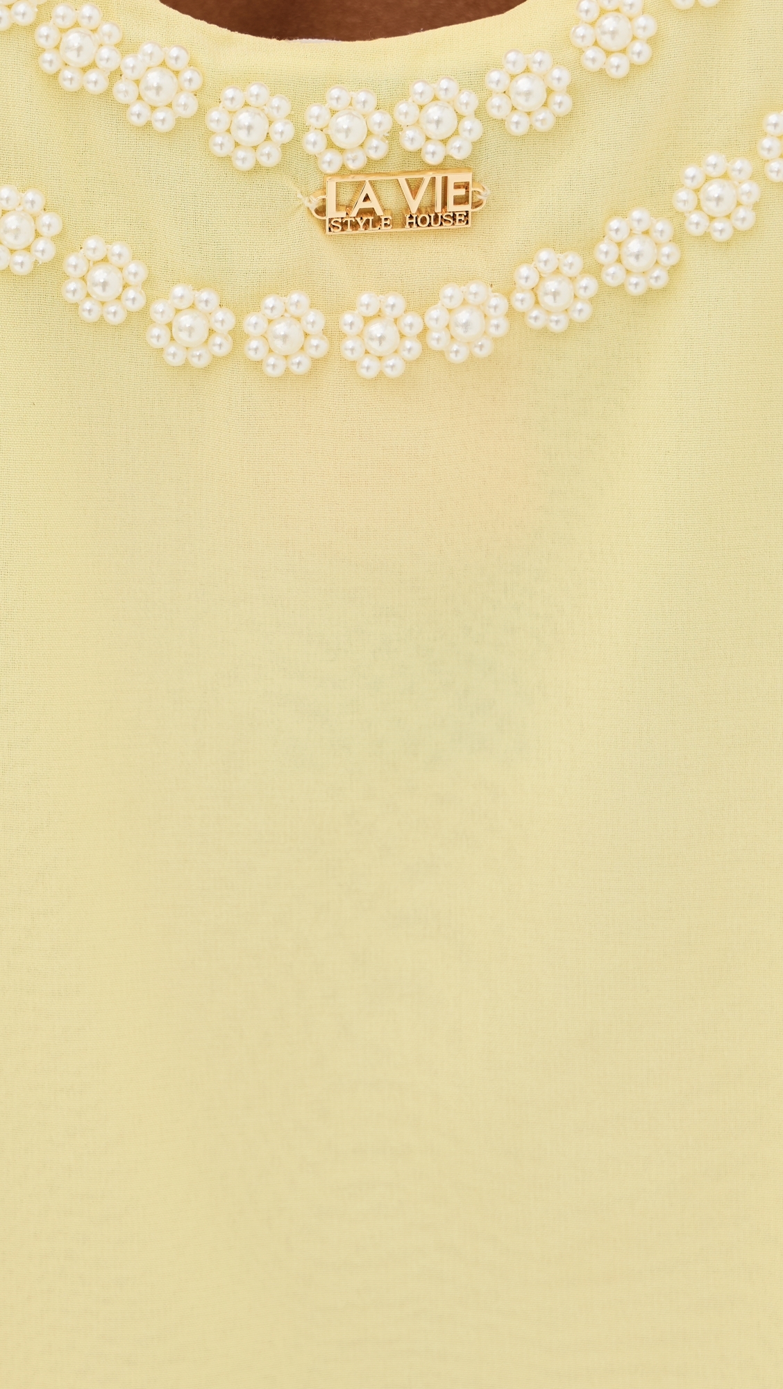 Pearl Beaded Bra Mini Swing Dress Yellow One Size