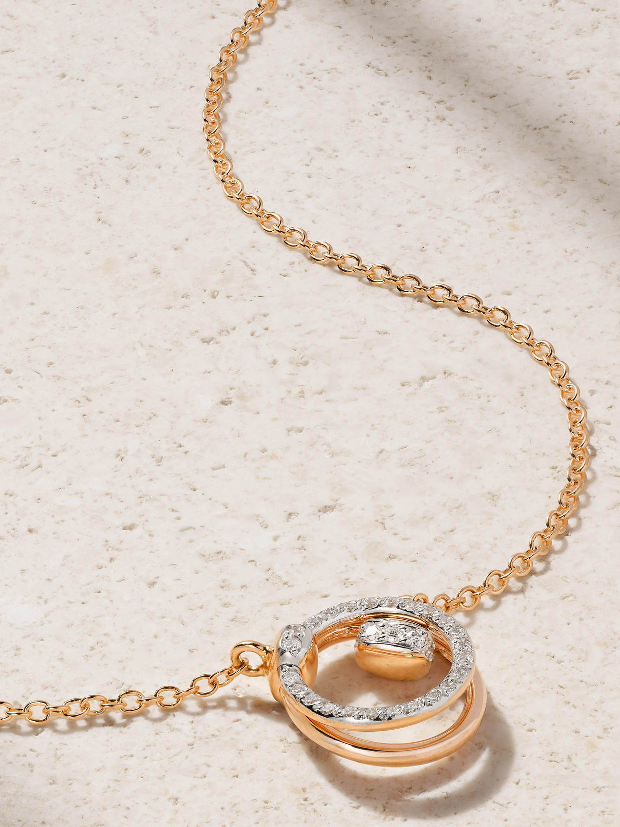 Together Rhodium-plated 18-karat Rose Gold Diamond Necklace - One size