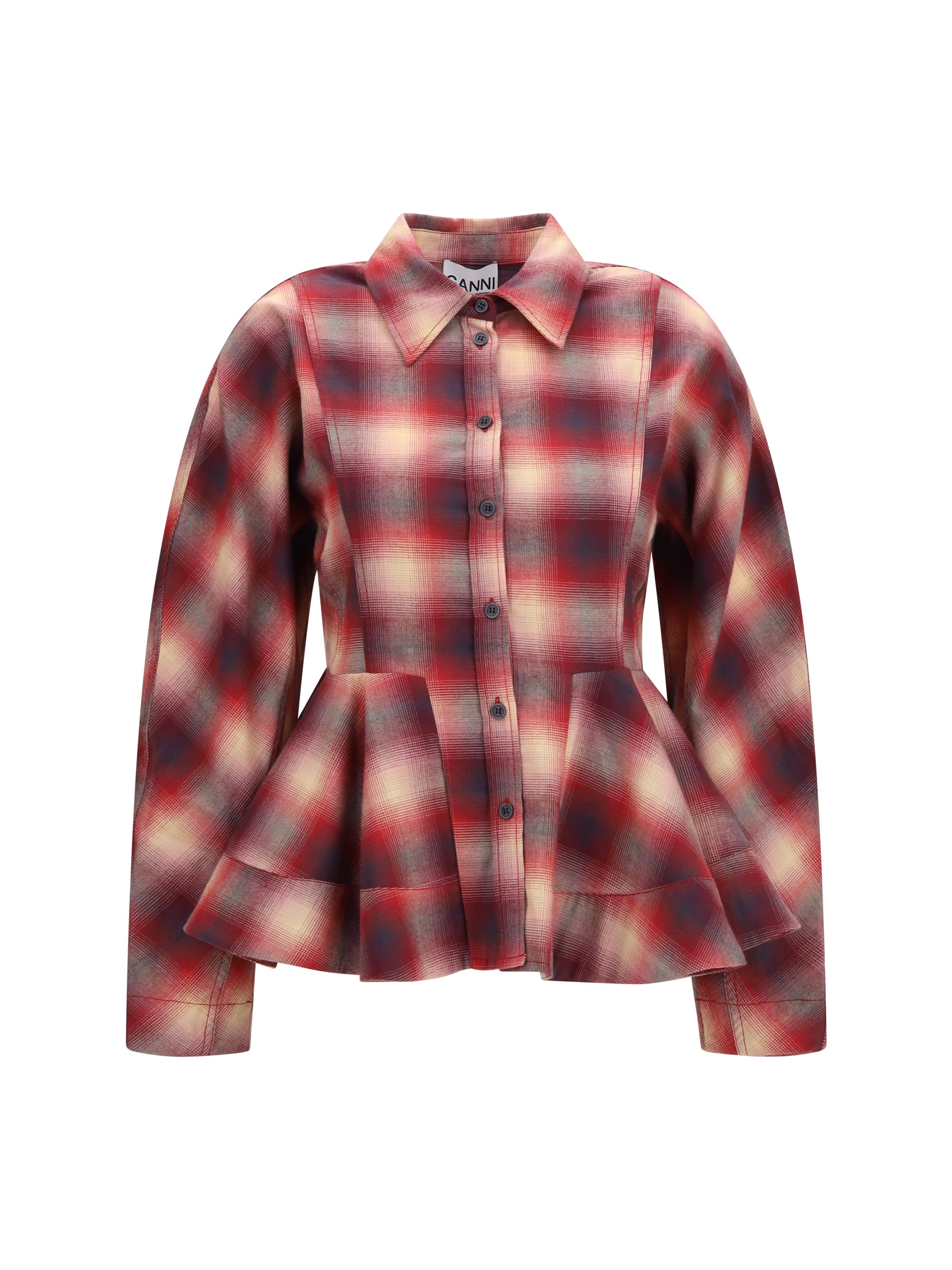 Peplum Flannel Shirt — Red