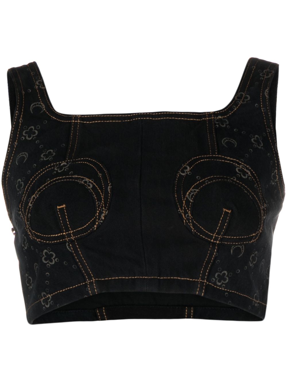Regenerated denim bustier top - Black