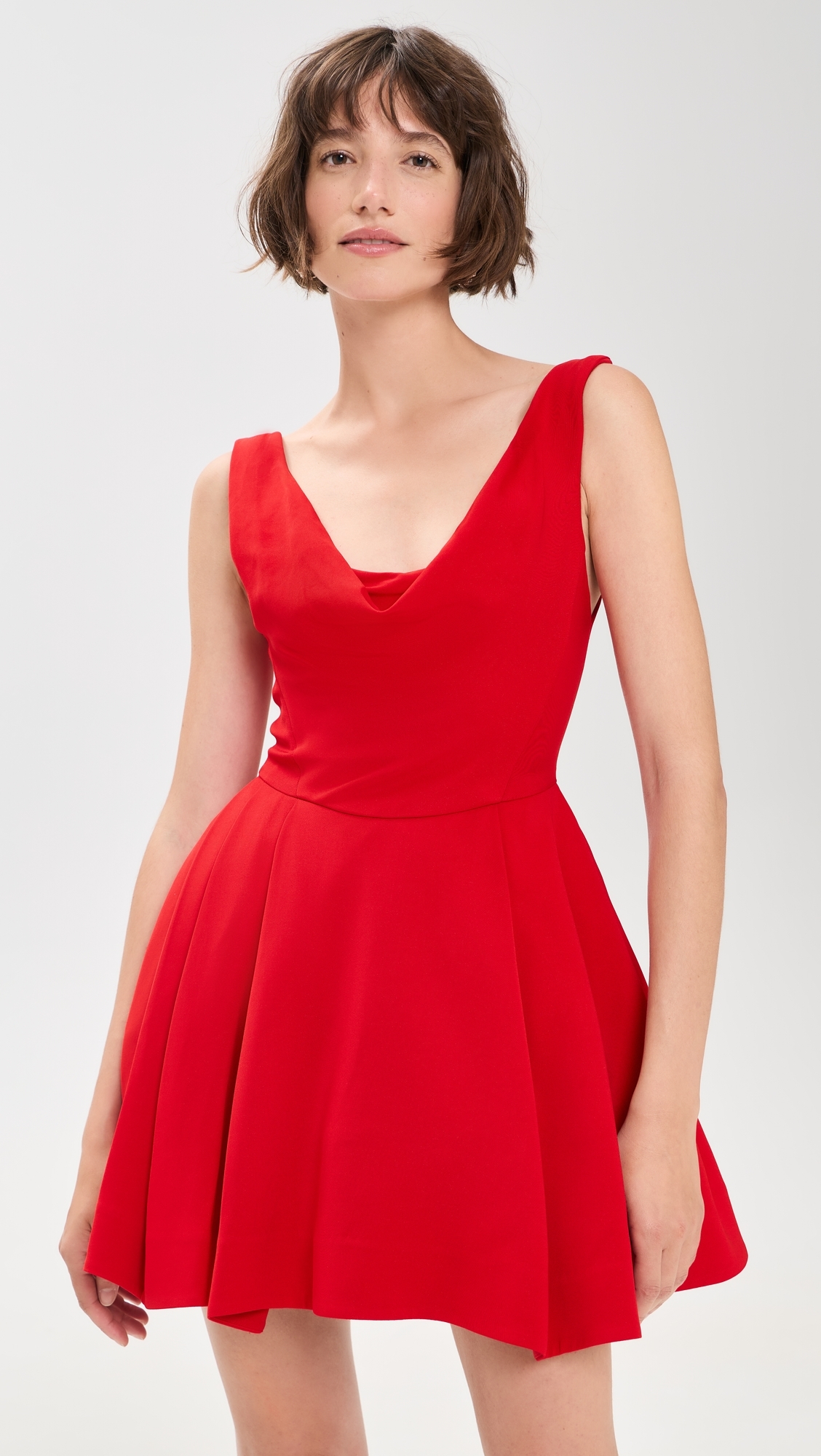 Estrella Draped Flare Mini Dress Chili Pepper