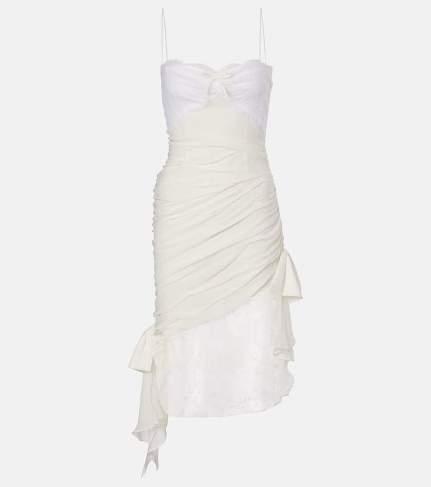 Lace-trimmed silk georgette midi dress