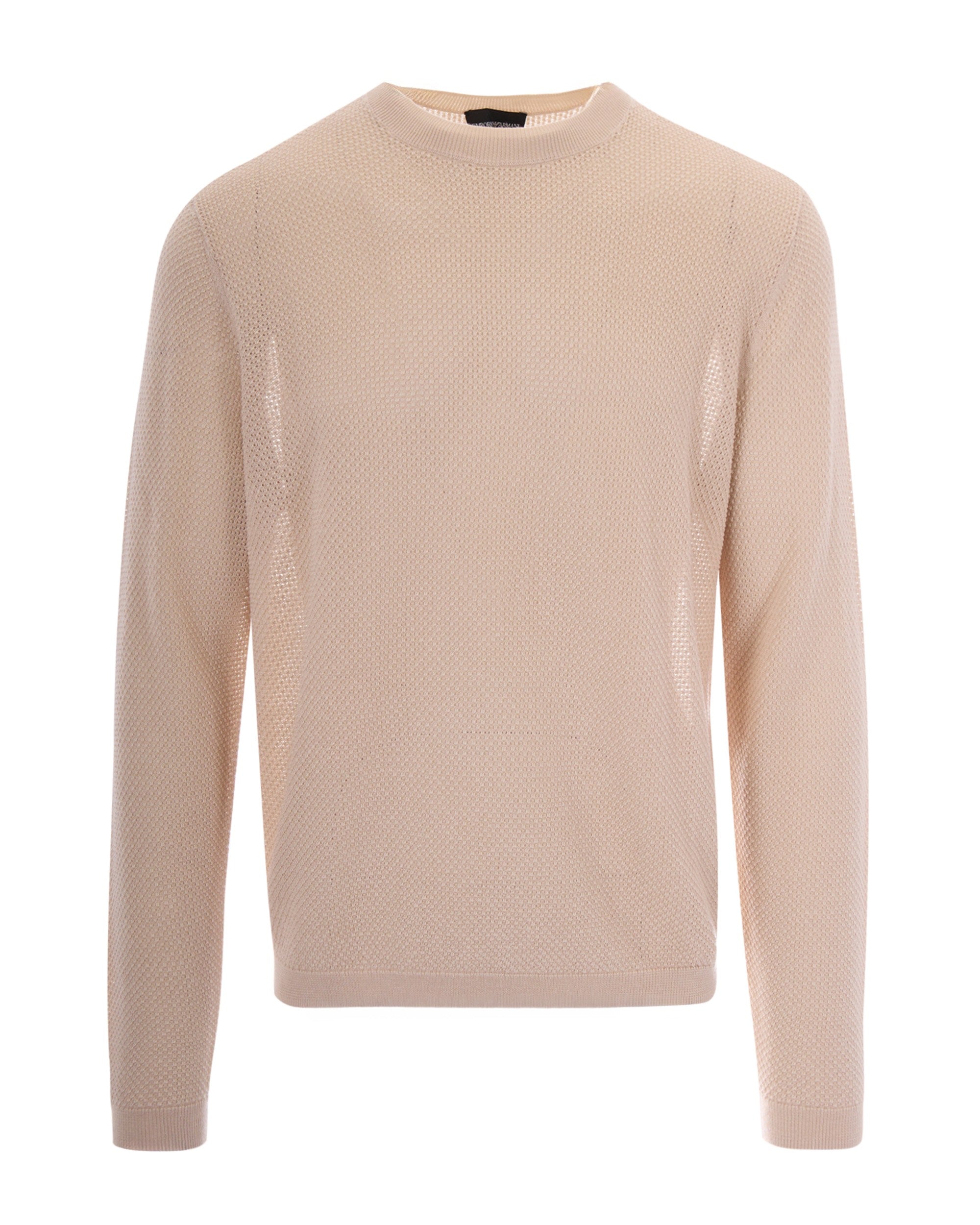 Lyocell-Blend Crew-Neck Sweater — Beige