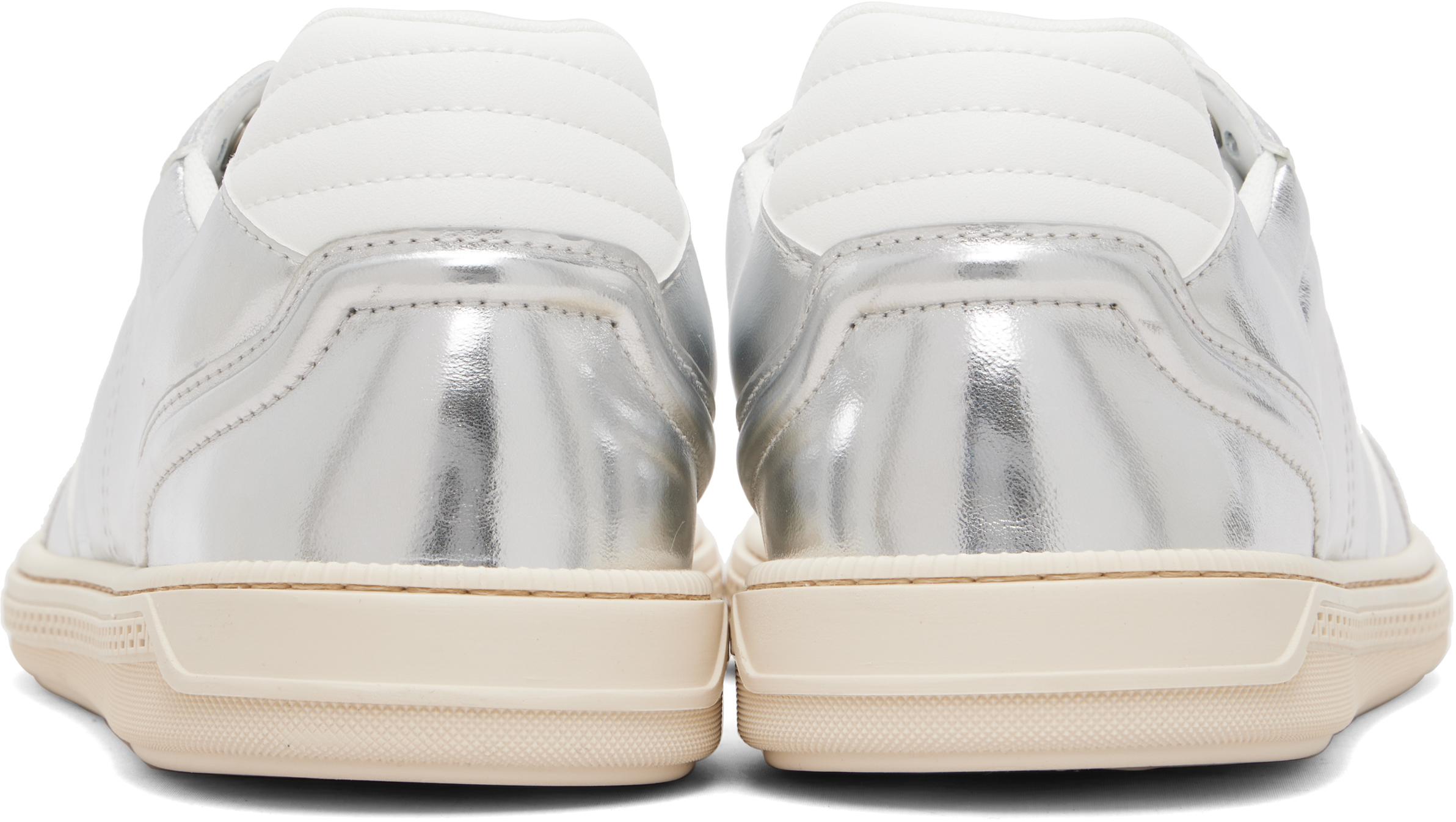 Silver Greca Court Metallic Sneakers