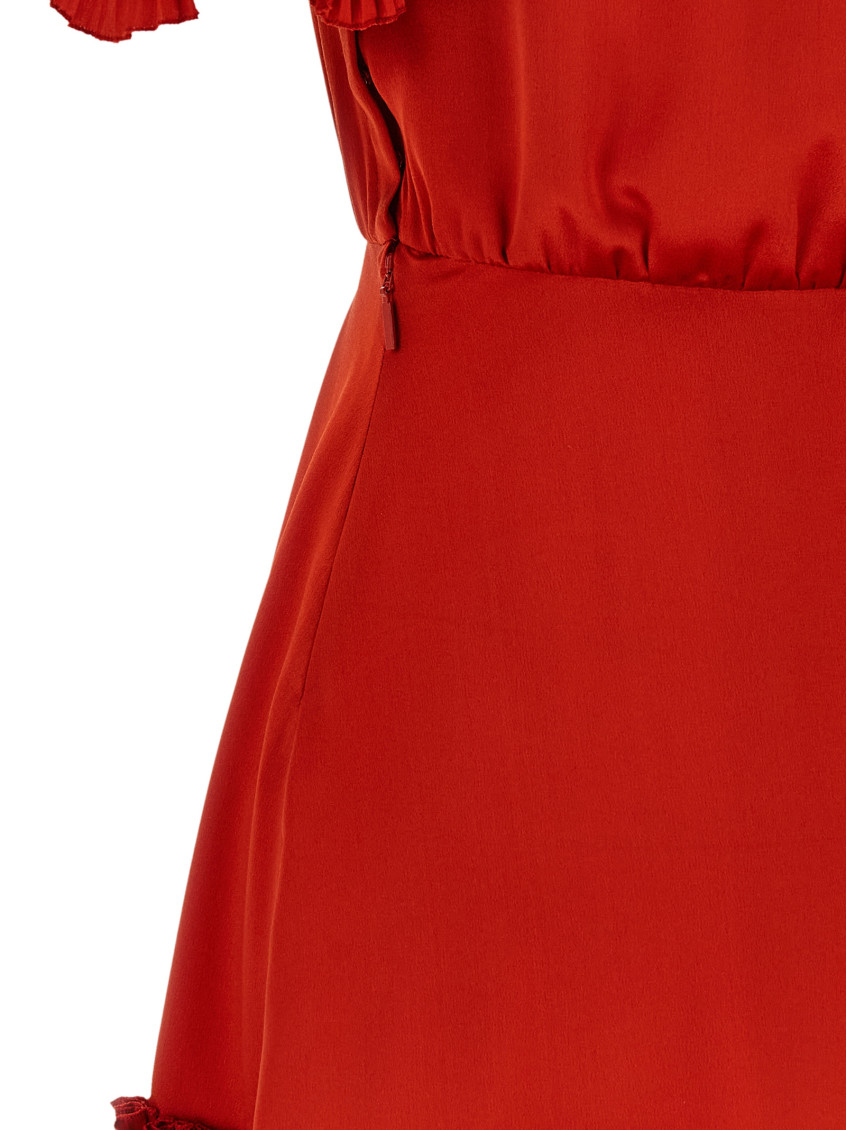 Saint Laurent - silk dress one shoulder ruffle pleated