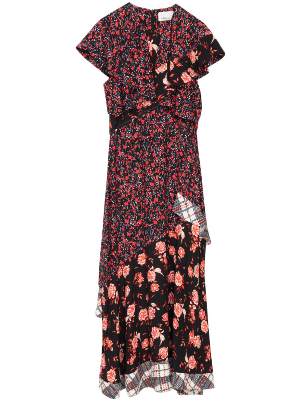 Floral-print panelled midi dress - Multicolour