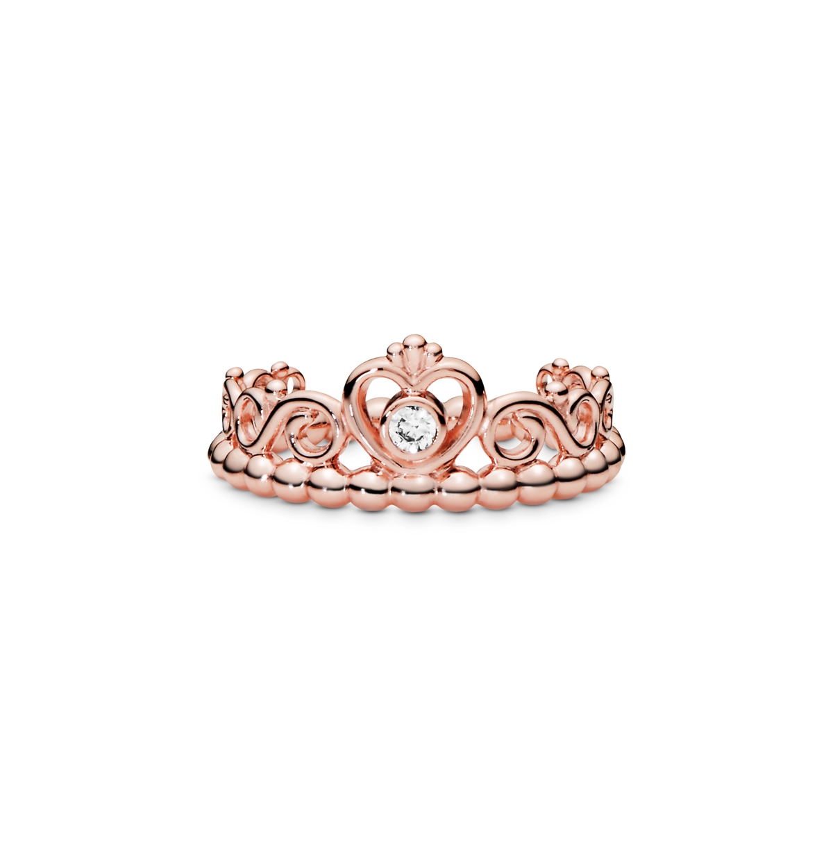 Gold-Plated Princess Tiara Crown Ring - Rose Gold