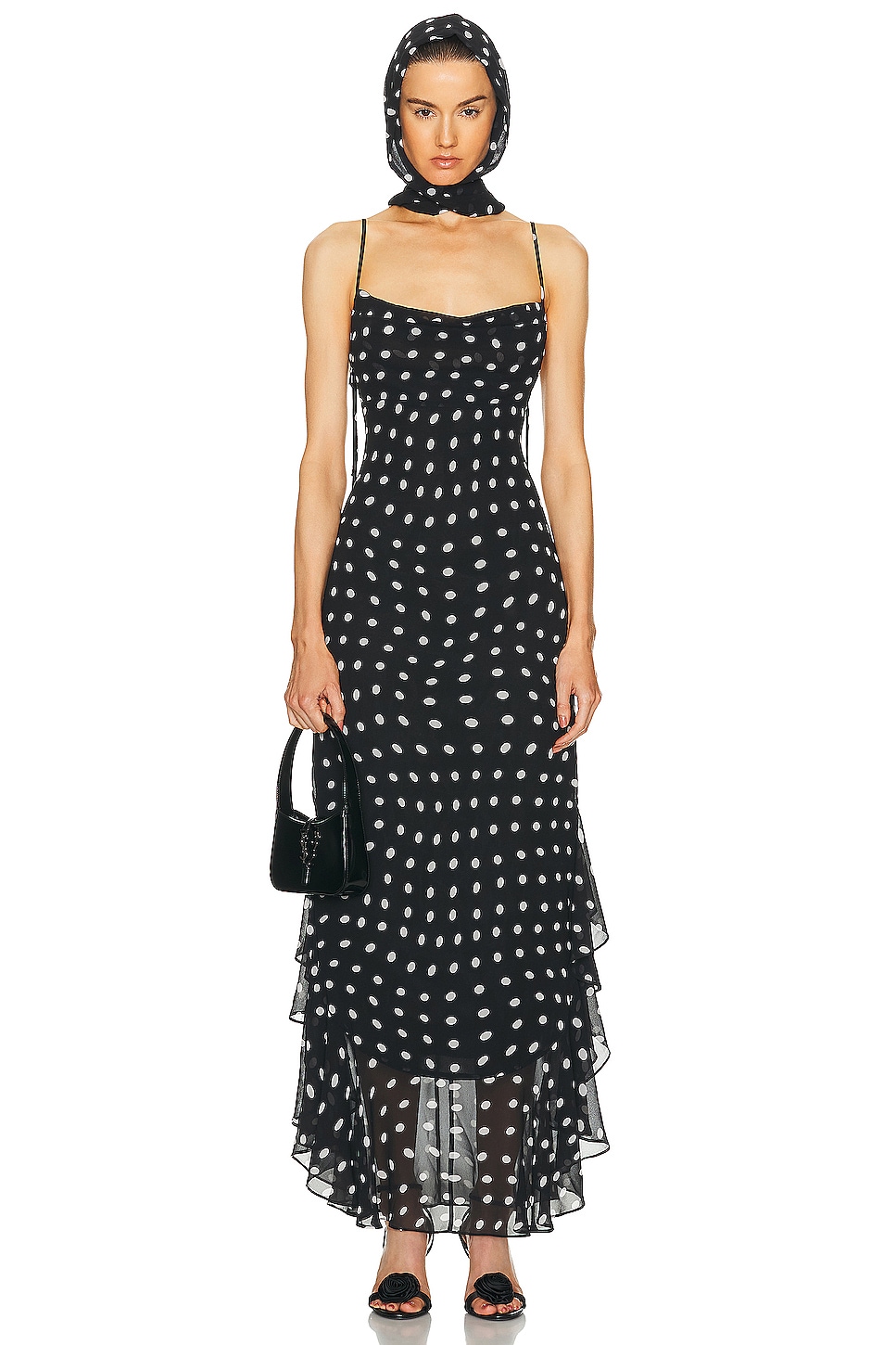 LPA Giulia Maxi Dress in Black And Cream - Black. XXS also in L, M