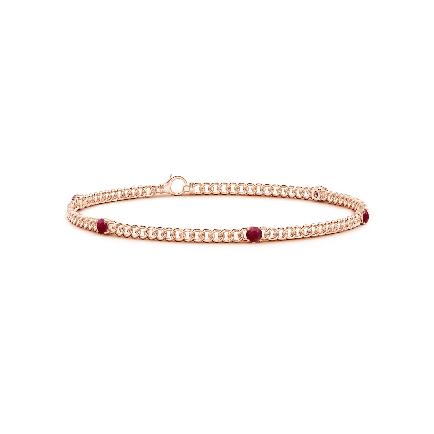 Angara 0.7 Carat Five Stone Ruby Station Bracelet in 14K Rose Gold