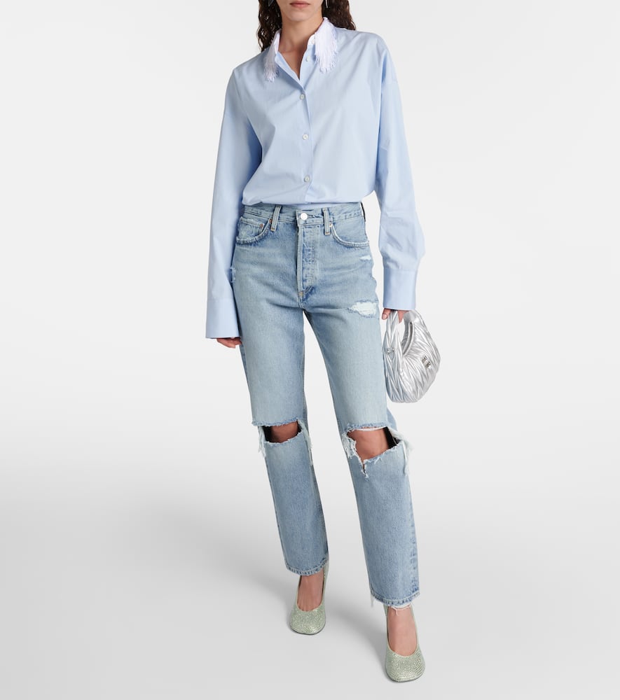 90s distressed mid-rise straight jeans