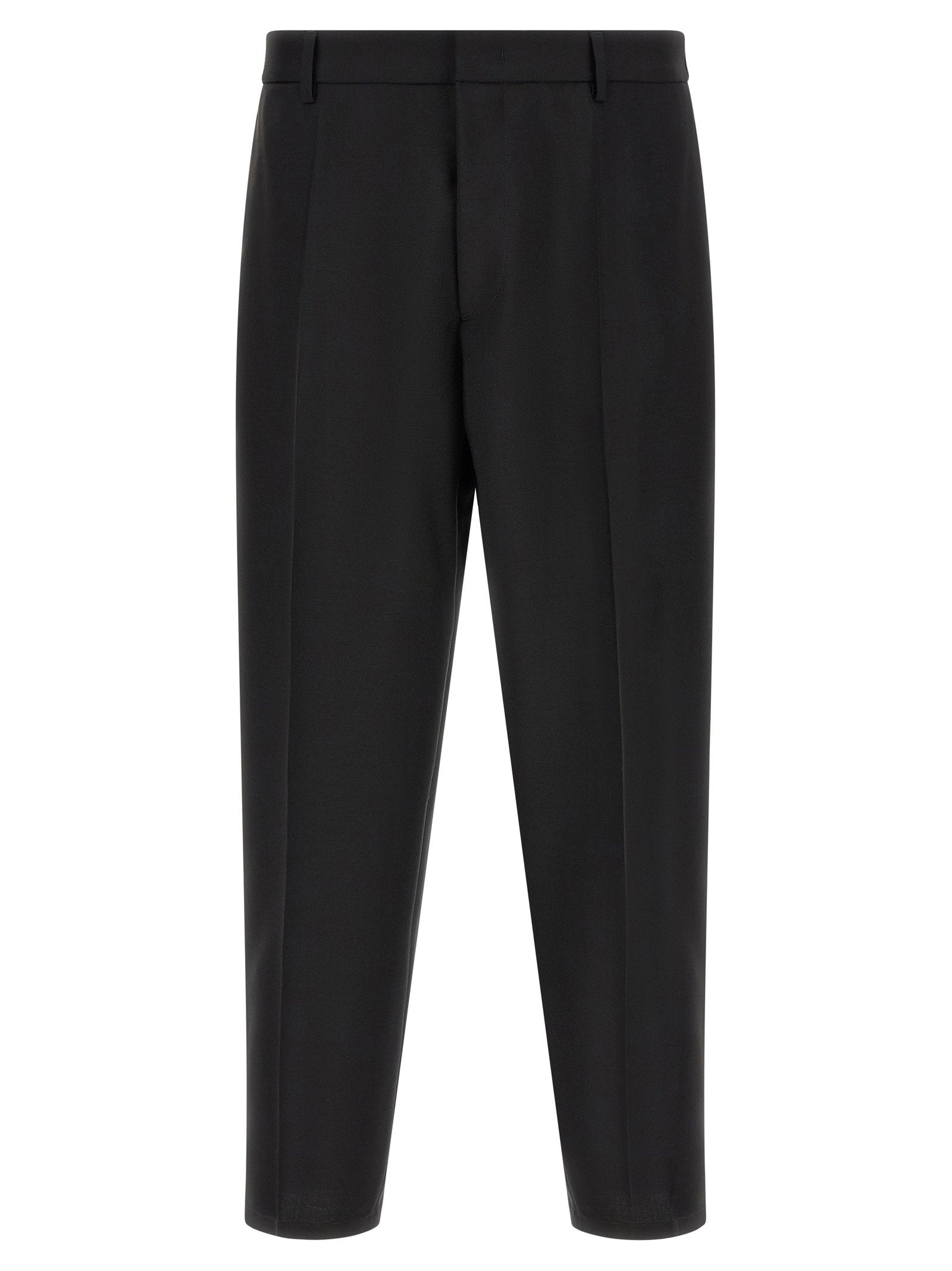 Virgin Wool Canvas Trousers — Black