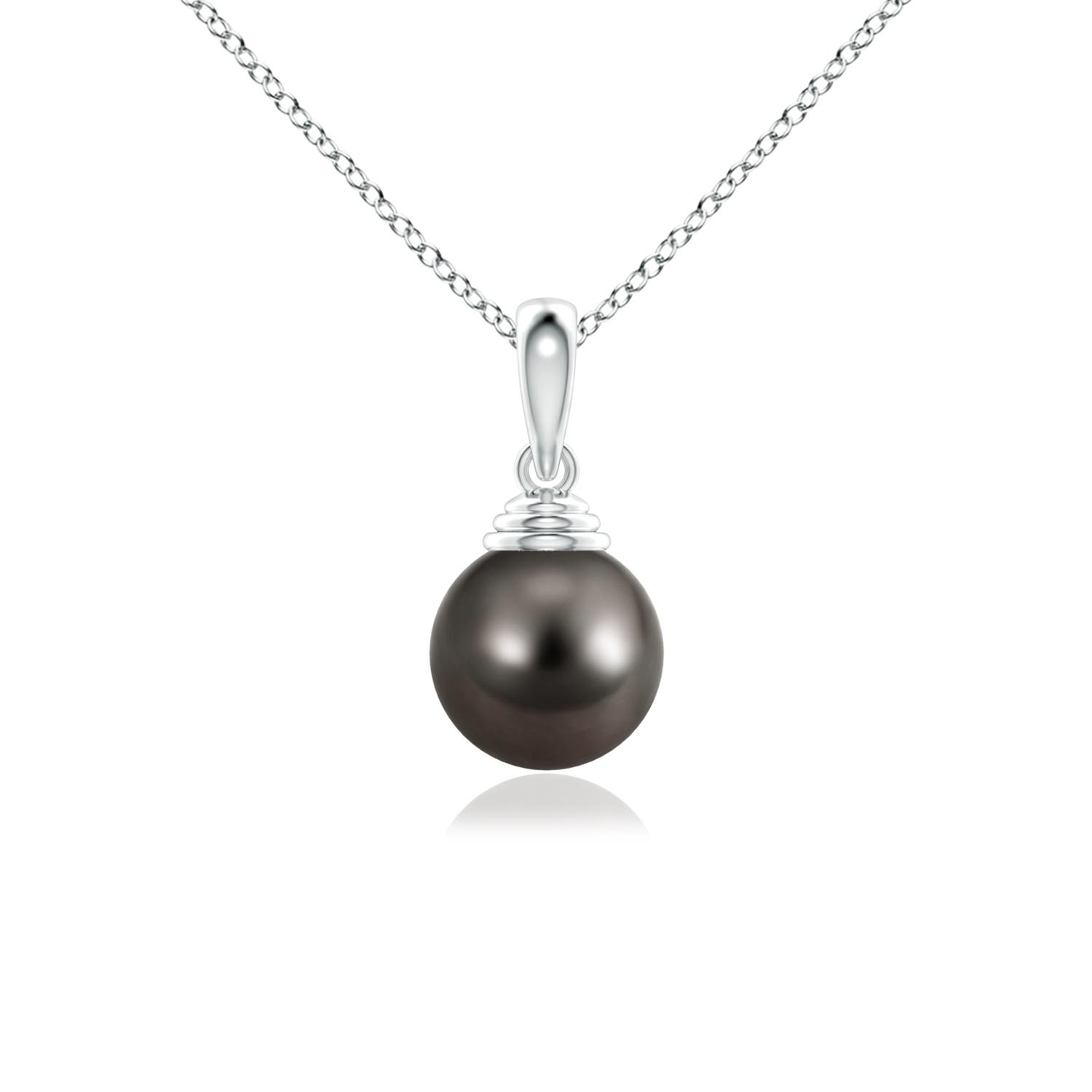 Angara 8mm Classic Solitaire Tahitian Pearl Pendant in 14K White Gold