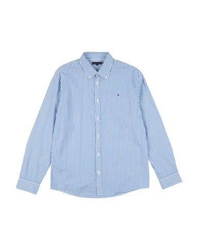 Man Shirt Azure Size 16 Cotton