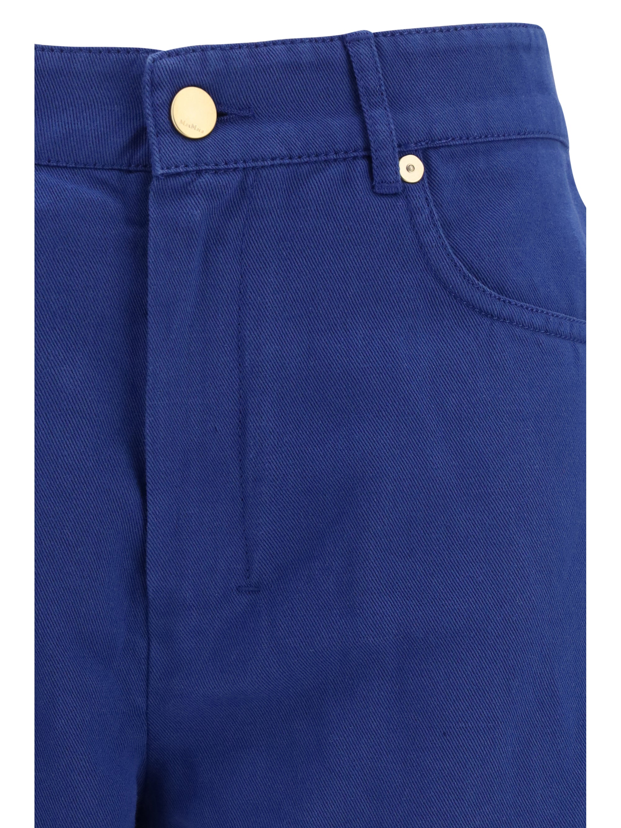 Cotton-Linen Blend Trousers — Blue