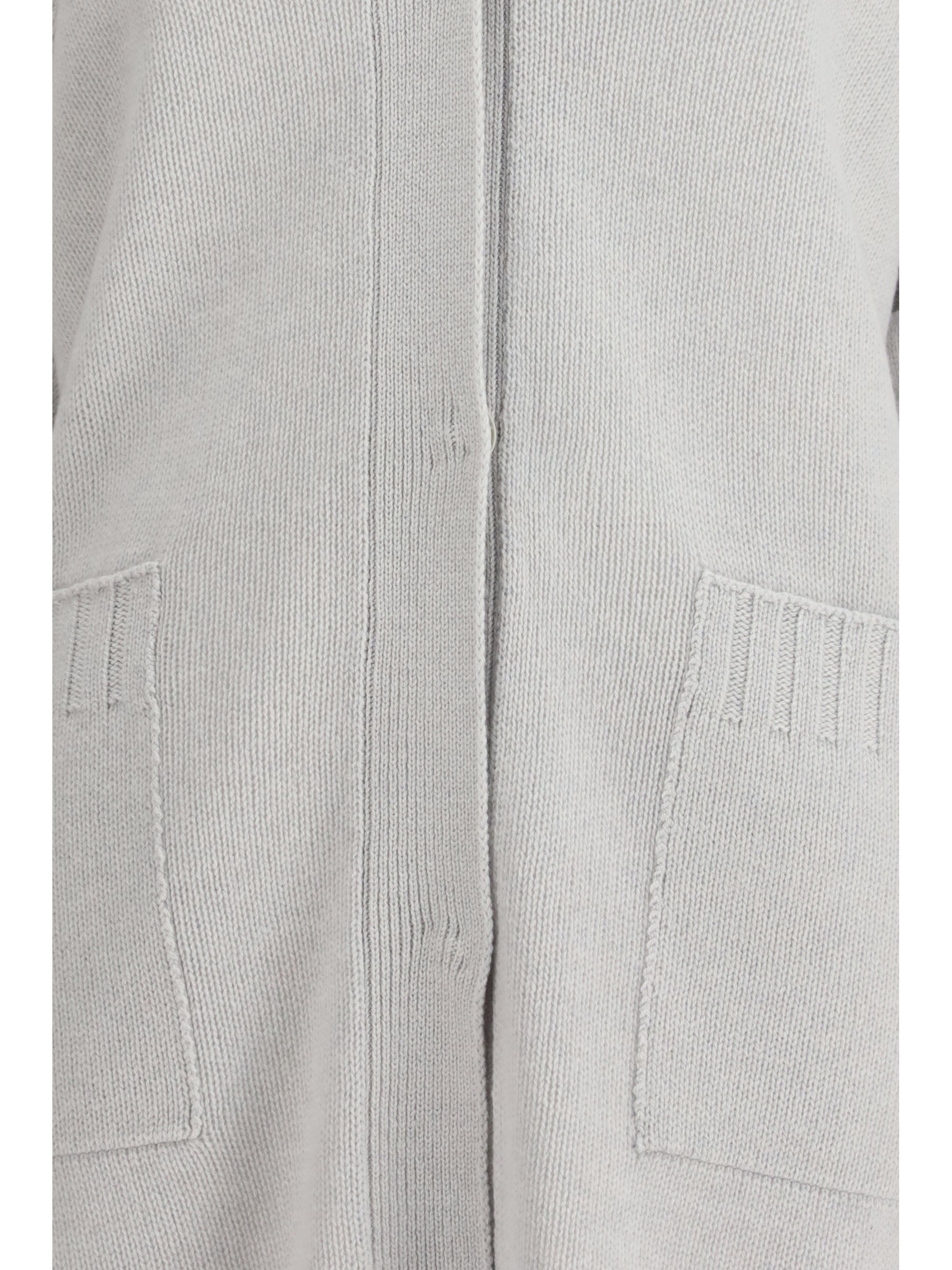 Fine-Knit Fleece Wool Cardigan — Gray