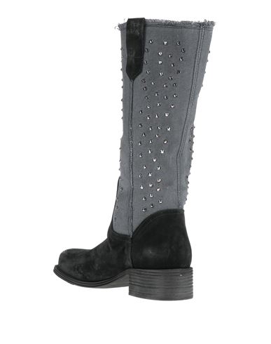 Woman Boot Black Size 10 Leather, Textile fibers