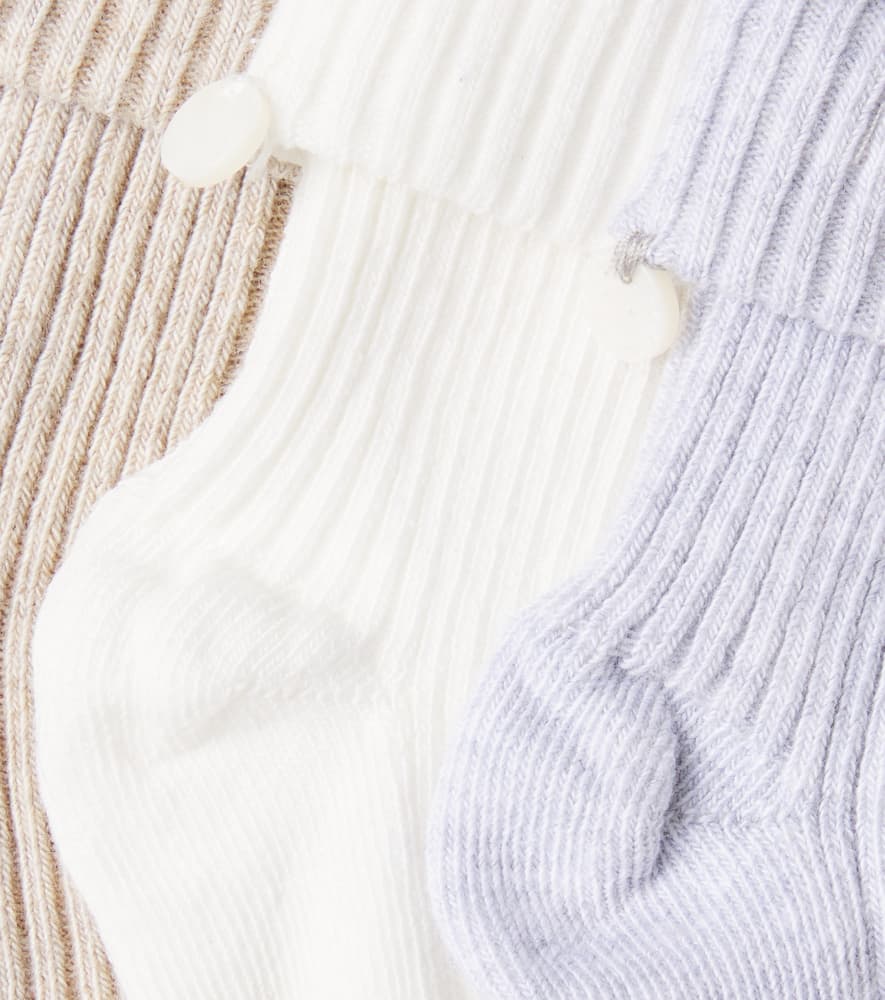 Baby set of 3 ribbed-knit cotton-blend socks
